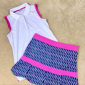 2 Piece Birdies and Bows Golf Outfit Set Skorts Sz 6/Top Sz M